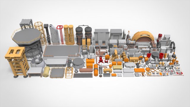 Sci-fi architecture elements collection 31 3D मॉडल .c4d .max .obj .3ds .fbx .stl .blend 