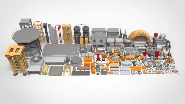 Sammlung von Science-Fiction-Architekturelementen 31 3D Modell .c4d .max .obj .3ds .fbx .stl .blend