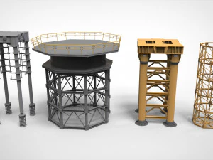 Sammlung von Science-Fiction-Architekturelementen 31 3D Modell