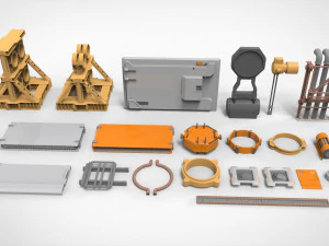 Sammlung von Science-Fiction-Architekturelementen 31 3D Modell