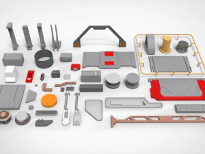 Sammlung von Science-Fiction-Architekturelementen 31 3D Modell