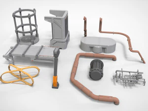 Sammlung von Science-Fiction-Architekturelementen 31 3D Modell