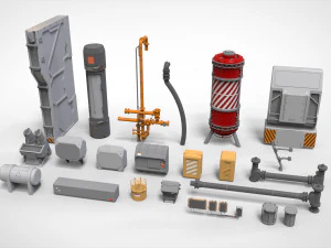 Sammlung von Science-Fiction-Architekturelementen 31 3D Modell