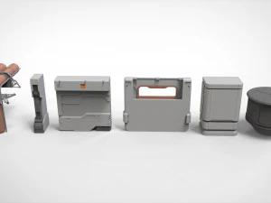 Sammlung von Science-Fiction-Architekturelementen 31 3D Modell