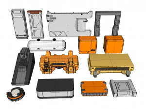 Sammlung von Science-Fiction-Architekturelementen 31 3D Modell