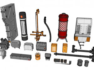 Sammlung von Science-Fiction-Architekturelementen 31 3D Modell