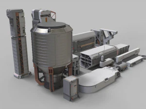 Sci-fi architecture kitbash 10 3D Model