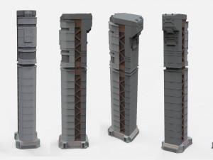 Sci-fi architecture kitbash 10 3D मॉडल