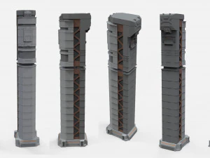 Sci-fi architecture kitbash 10 3D Model