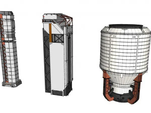 Sci-fi architecture kitbash 10 3D Model