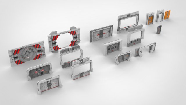 Sci-fi door collection 2 3D मॉडल .c4d .max .obj .3ds .fbx .stl .blend 