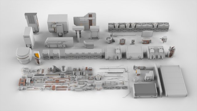 Sci-fi architecture elements collection 6 3D-Modell .c4d .max .obj .3ds .fbx .stl .blend 