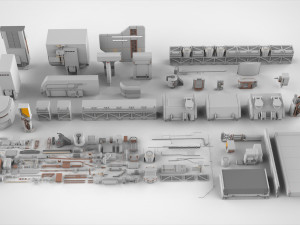 Sci-fi architecture elements collection 6 3D Model