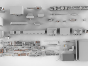 Sci-fi architecture elements collection 6 3D-Modell