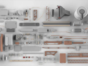 Sci-fi architecture elements collection 6 3D Model