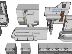 Sci-fi architecture elements collection 6 3D Model