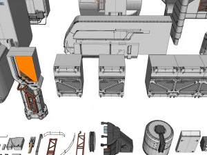 Sci-fi architecture elements collection 6 3D Model