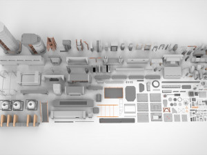 Sci-fi architecture elements collection 4 3D मॉडल
