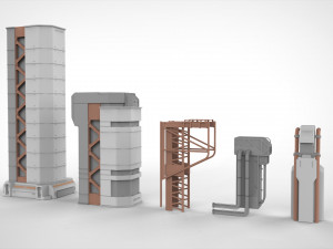 Sci-fi architecture elements collection 4 3D मॉडल