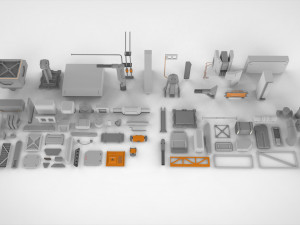 Sci-fi architecture elements collection 4 3D मॉडल
