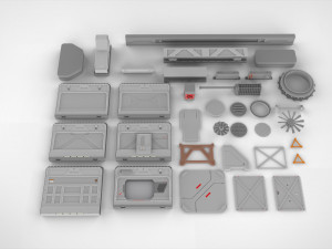 Sci-fi architecture elements collection 4 3D मॉडल