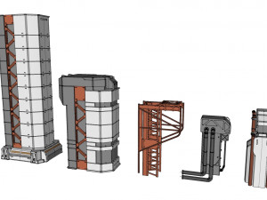 Sci-fi architecture elements collection 4 3D मॉडल