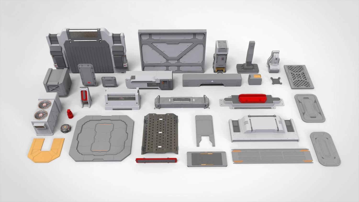 साइंस-फिक्शन आर्किटेक्चर किटबैश 21 3D मॉडल .c4d .max .obj .3ds .fbx .stl .blend 