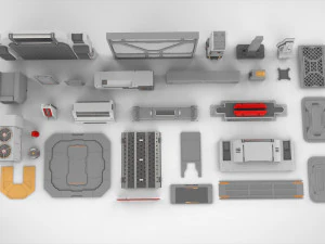 साइंस-फिक्शन आर्किटेक्चर किटबैश 21 3D मॉडल