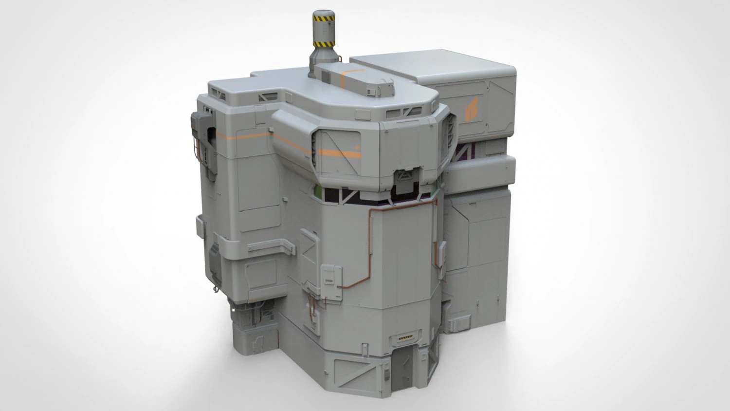 Sci-fi architectural element 8 3D Model .c4d .max .obj .3ds .fbx .stl .blend 