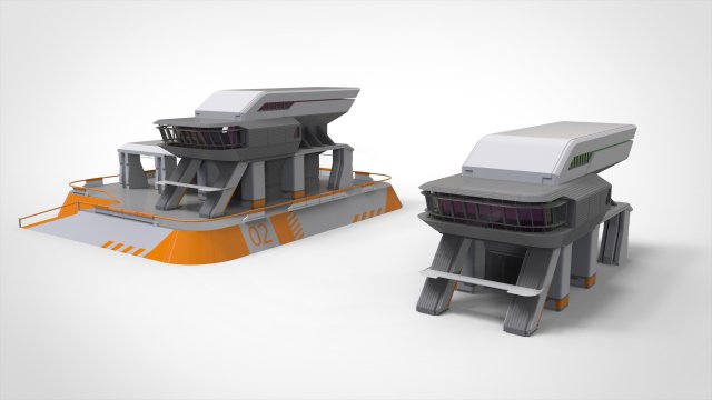 Sci-fi architecture 3 3D मॉडल .c4d .max .obj .3ds .fbx .stl .blend 