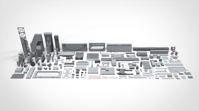 Sci-fi architecture elements collection 23 3D मॉडल .c4d .max .obj .3ds .fbx .stl .blend 