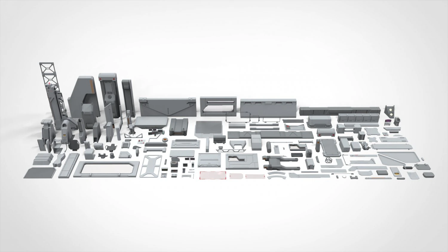 Sci-fi architecture elements collection 23 3D Model .c4d .max .obj .3ds .fbx .stl .blend 