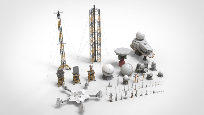 Sci-Fi antenna collection 1 3D मॉडल .c4d .max .obj .3ds .fbx .stl .blend 