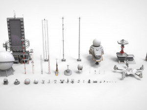 sci-fi antenna collection 3D Model