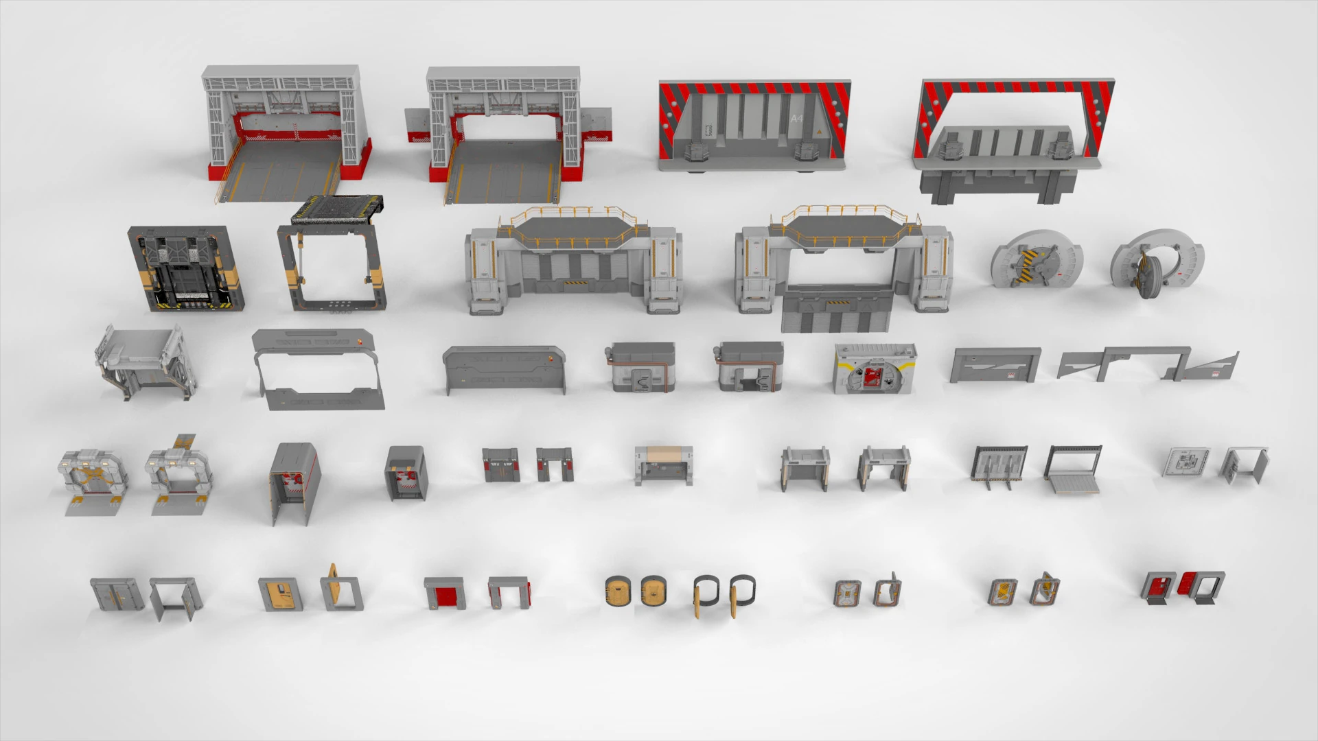 Sci-fi door collection 1 3D Model .c4d .max .obj .3ds .fbx .stl .blend
