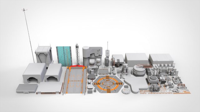 Sci-fi architecture elements collection 1 Modello 3D .c4d .max .obj .3ds .fbx .stl .blend 