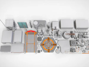 Sci-fi architecture elements collection 1 3D Model