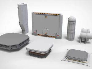 Sci-fi architecture elements collection 1 3D Model