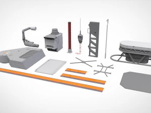 Sci-fi architecture elements collection 1 3D Model
