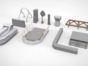 Sci-fi architecture elements collection 1 3D Model