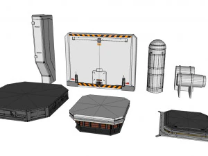 Sci-fi architecture elements collection 1 3D Model