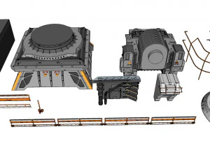 Sci-fi architecture elements collection 1 3D Model