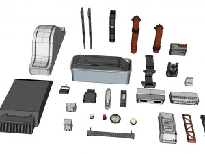 Sci-fi architecture elements collection 1 3D Model