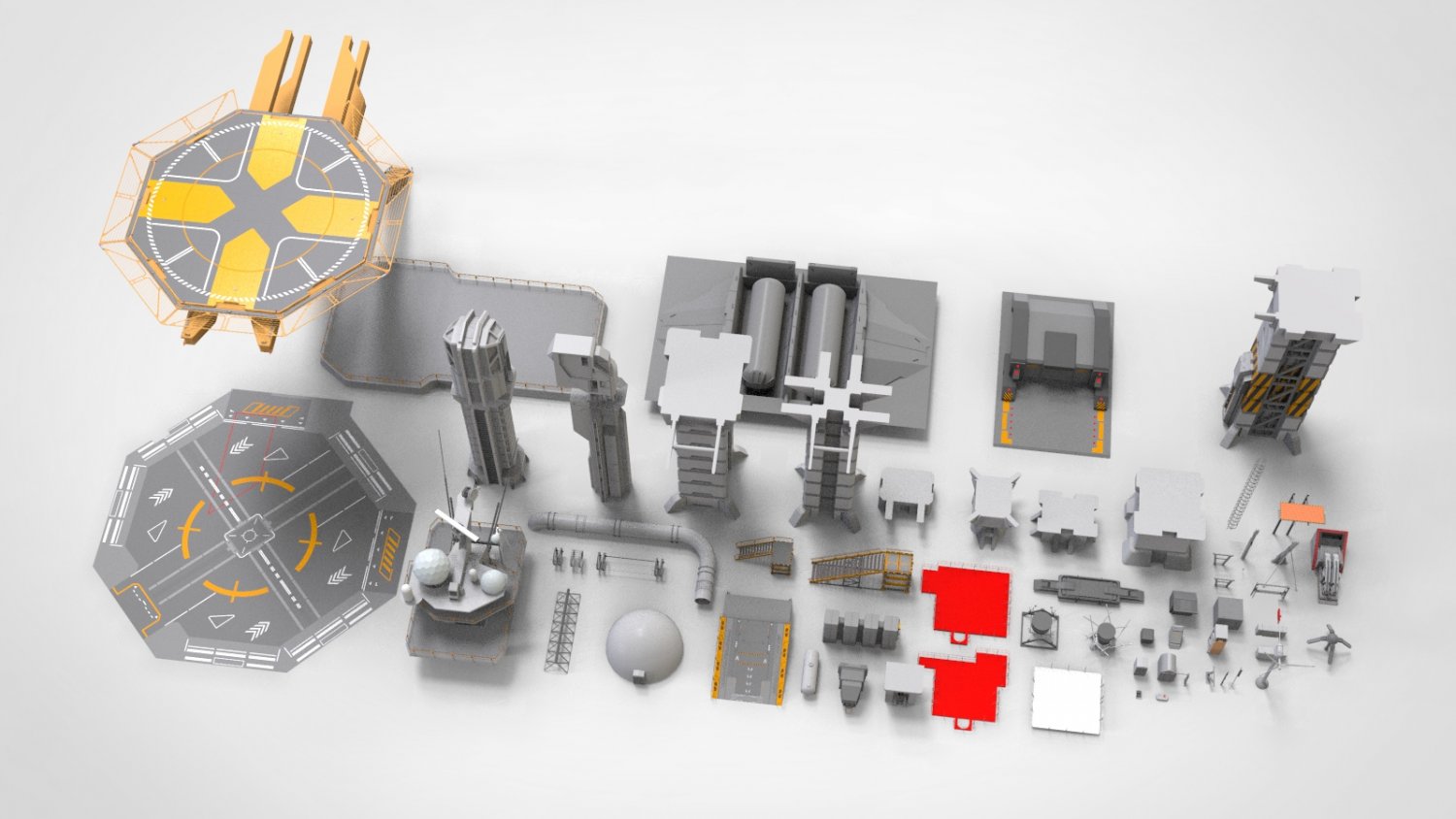 3d model elements. 3d model elements. Kitbash3d - aftermath. 3d модель порта. 3d model elements.