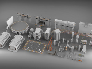 Sci-fi architecture elements collection 3 3D मॉडल