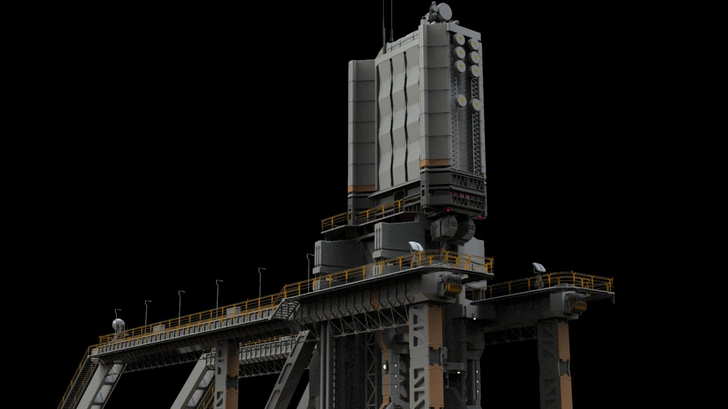 Scifi radar tower 3D Model .c4d .max .obj .3ds .fbx .stl .blend 