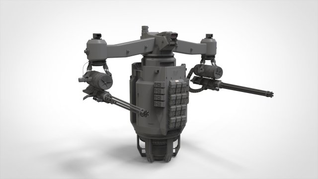Sci-fi turret 5 3D Model .c4d .max .obj .3ds .fbx .stl .blend 