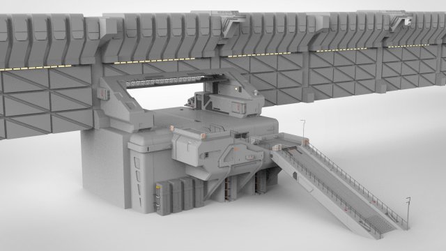 Sci-fi wall 1 Model 3D .c4d .max .obj .3ds .fbx .stl .blend 