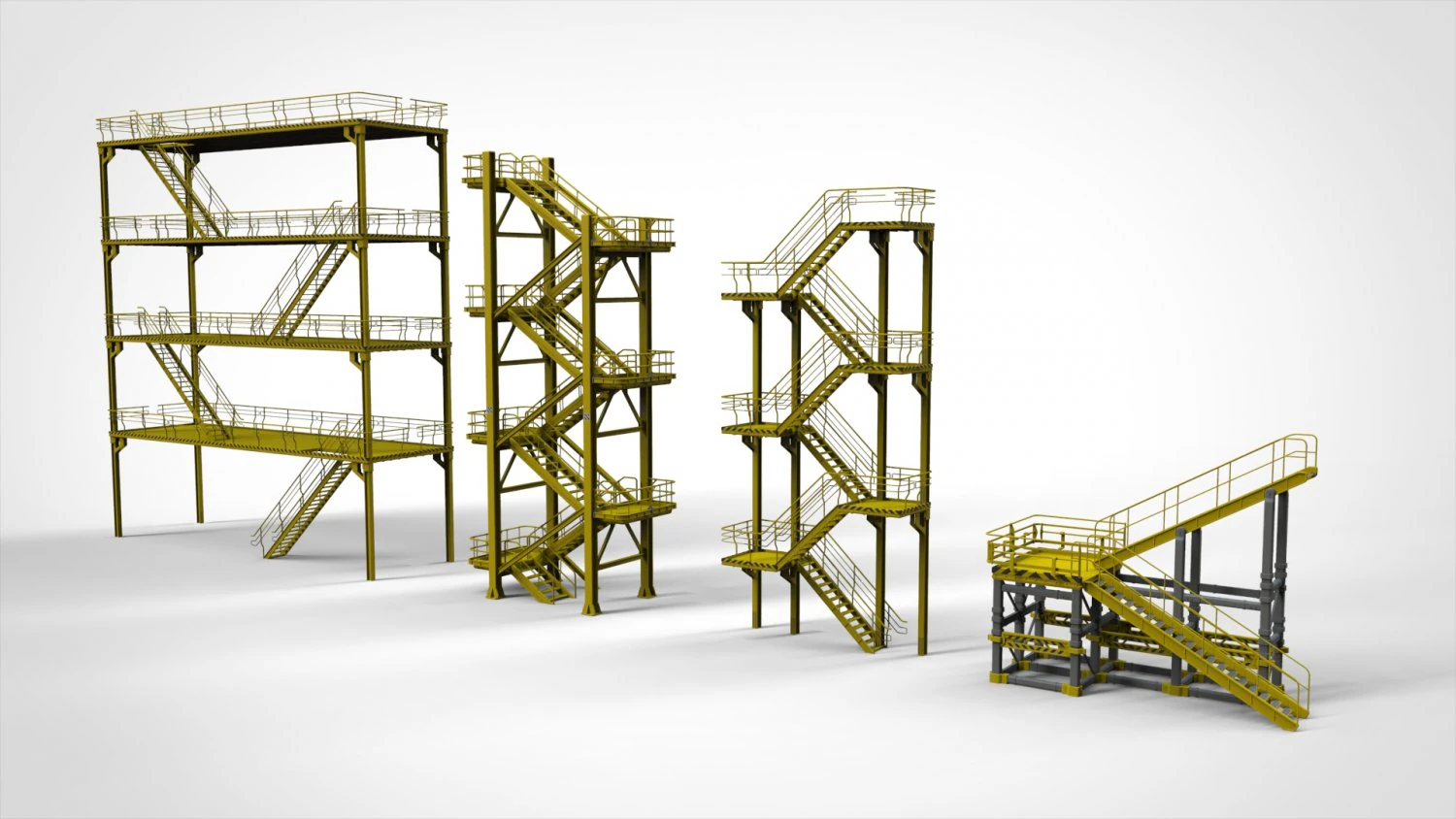 Sci-fi stairs 1 3D Model .c4d .max .obj .3ds .fbx .stl .blend 