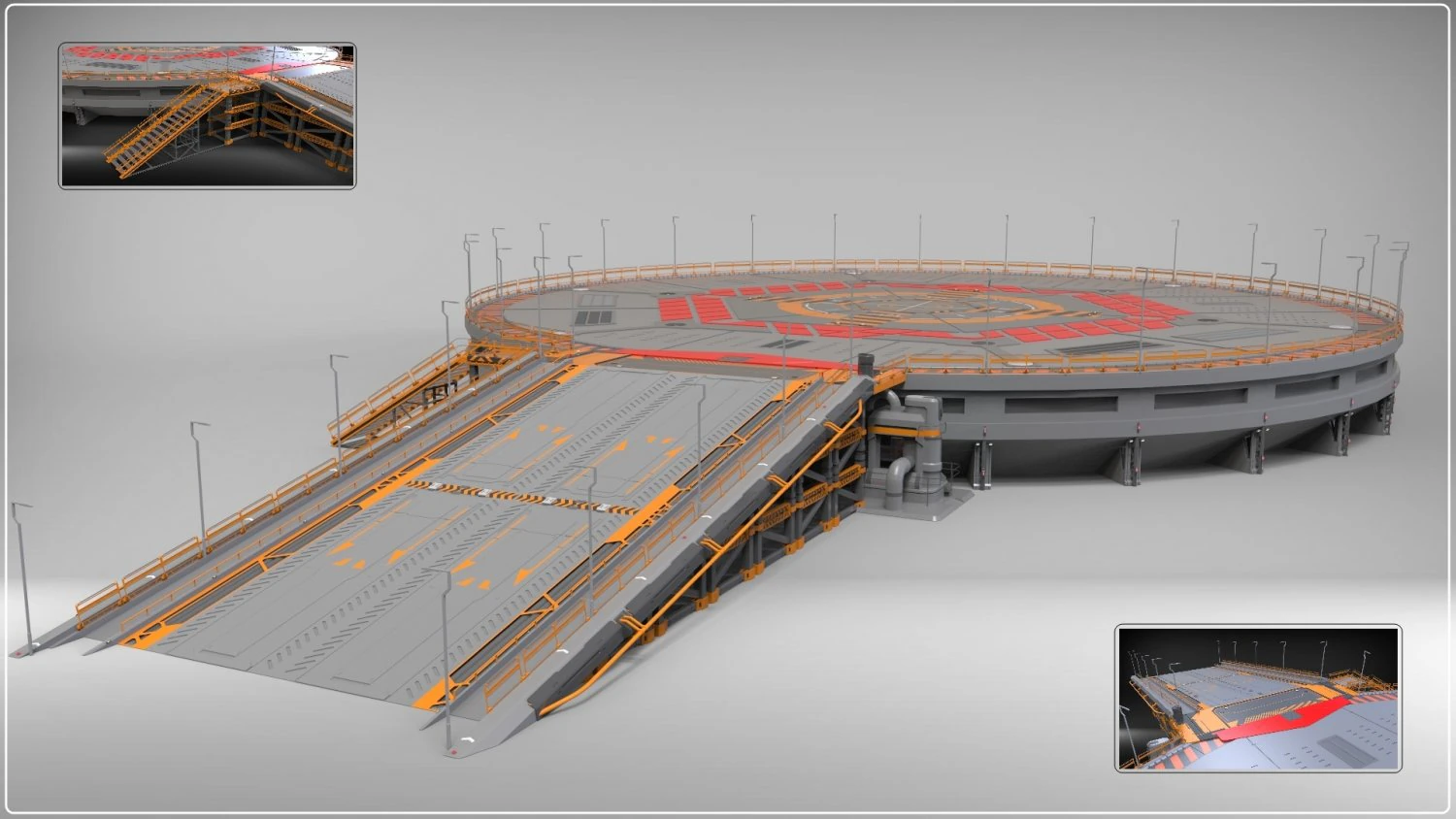 Sci-fi landing platform 4 3D Model .c4d .max .obj .3ds .fbx .stl .blend 